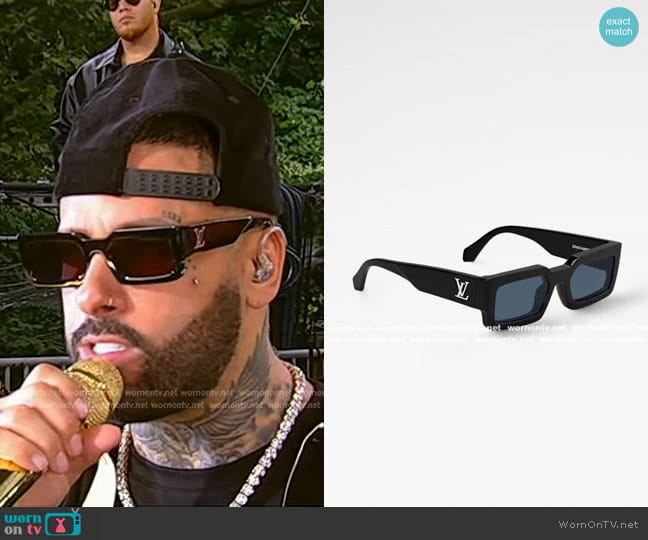 Louis Vuitton LV Clash Low Square Sunglasses worn by Nicky jam on Good Morning America