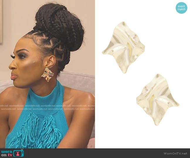 Shashi Carre Earring worn by Lesa Milan (Lesa Milan) on The Real Housewives of Dubai