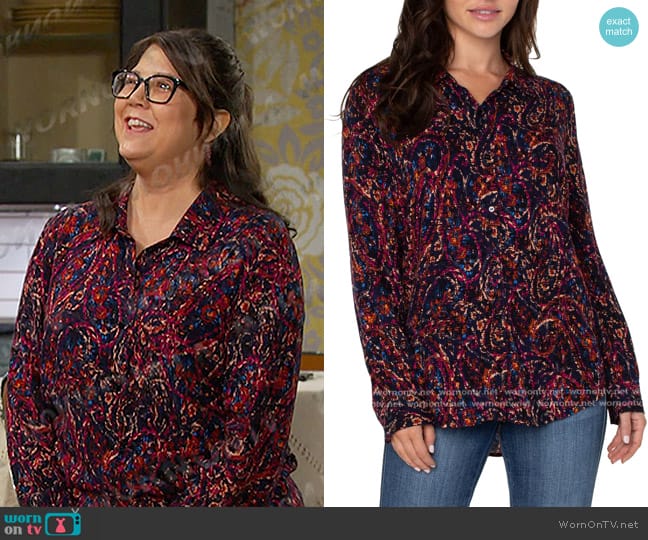 Liverpool Button Up Woven Blouse worn by Connie (Julie Dove) on Days of our Lives