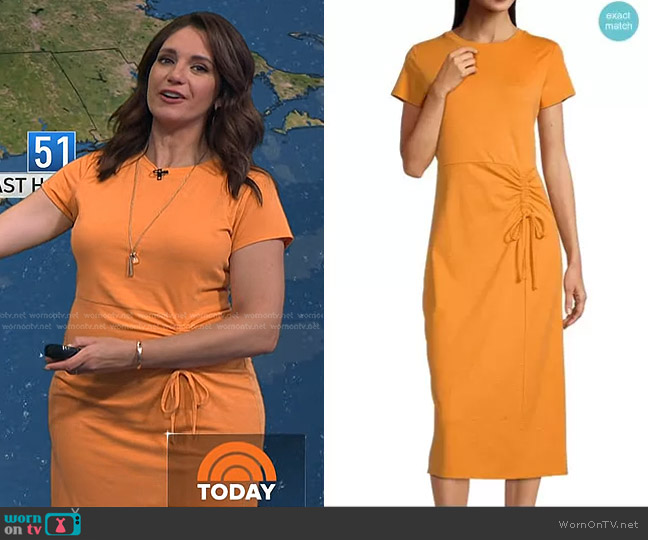 Liz Claiborne  Short Sleeve Midi T-Shirt Dress in Tangerine Poppy worn by Maria Larosa on Today