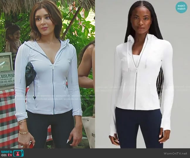 Lululemon Define Jacket Nulu in White worn by Saba Yussouf (Saba Yussouf) on The Real Housewives of Dubai