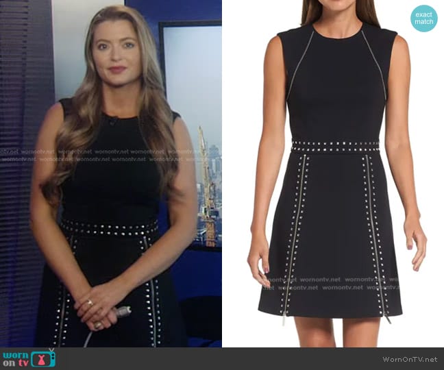 MICHAEL Michael Kors Pyramid Stud Zipper Detail Dress worn by Dani Beckstrom on Good Morning America