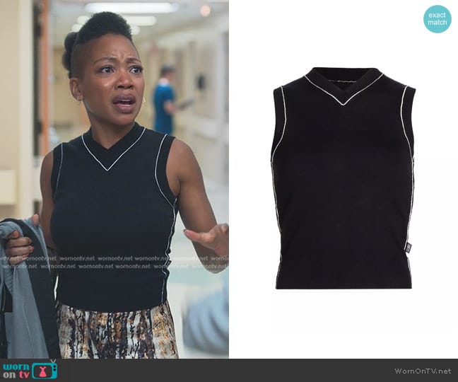 MM6 Maison Margiela Piped Wool-Blend Sweater Vest worn by Autumn Owens (Tiffany Yvonne Cox) on Reasonable Doubt