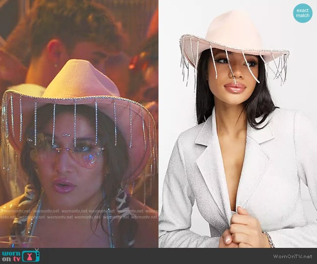 Madein. Rhinestone Western Hat in baby pink worn by Sonia (Al Saidi Nadia) on Elite