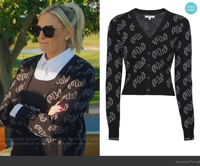 Malbon Golf Poppy Cardigan Golf Sweater worn by Gina Kirschenheiter on The Real Housewives of Orange County