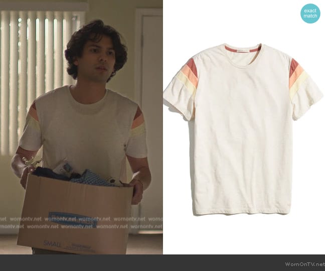 Marine Layer Banks Tee worn by Miguel Diaz (Xolo Mariduena) on Cobra Kai