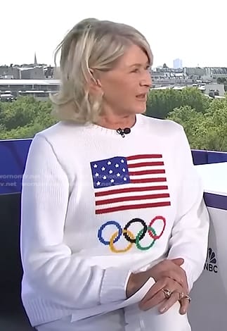 Martha Stewart’s white american flag knit sweater on NBC News