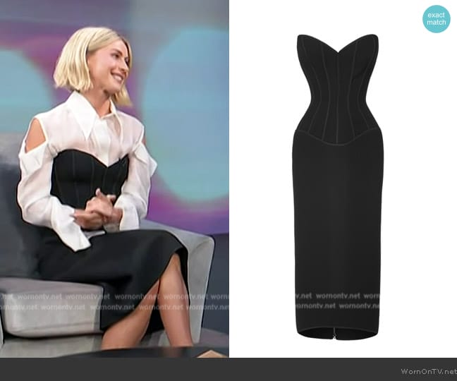 Maticevski Tempo Corseted Midi Dress worn by Julianne Hough on Access Hollywood