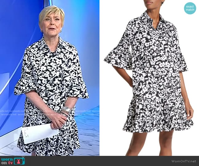 Michael Kors Collection Floral Print Tiered Cotton Poplin Shirtdress worn by Anne Thompson on Today