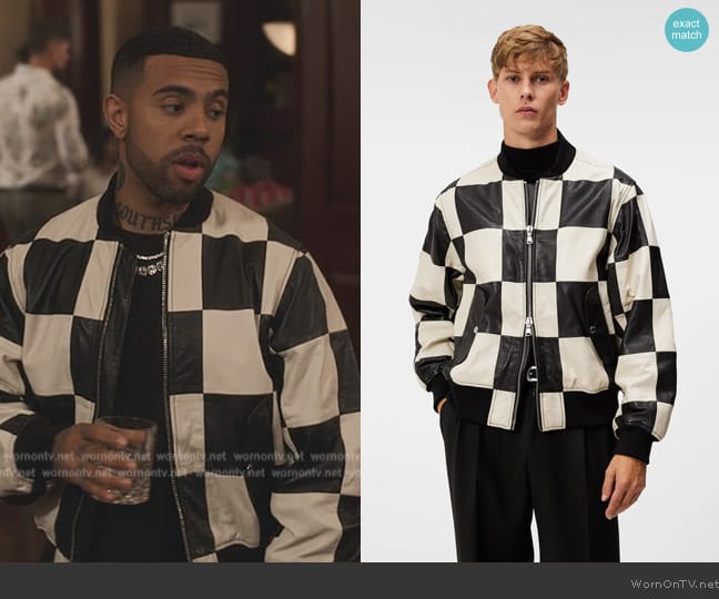 J Lindeberg Milan Patchwork Leather Jacket worn by Quentin (Vic Mensa) on Bel-Air