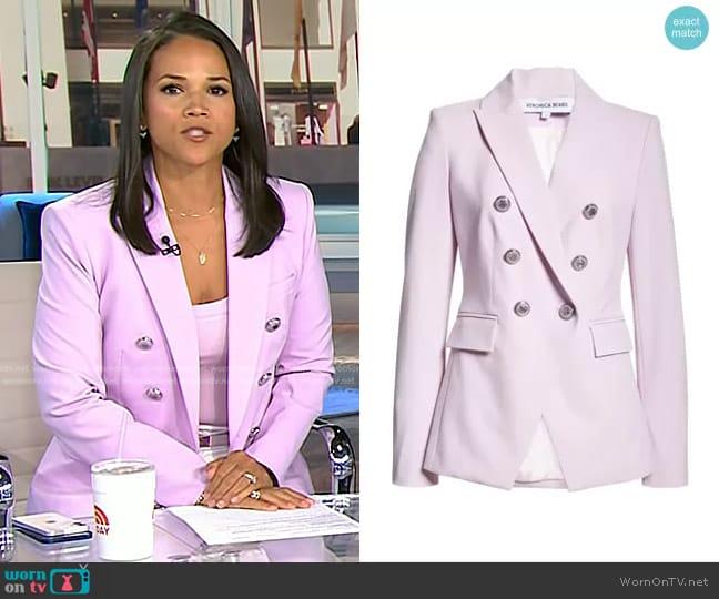 Veronica Beard Miller Dickey Jacket in Barely Orchid worn by Laura Jarrett on Today