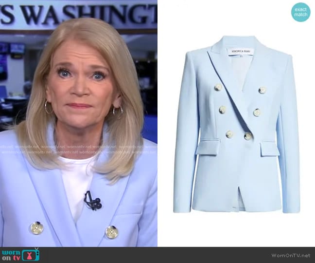 Veronica Beard Miller Dickey Jacket in Ice Blue worn by Martha Raddatz on Good Morning America