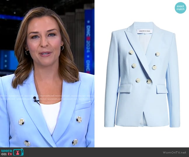 Veronica Beard Miller Dickey Jacket in Ice Blue worn by Mary Bruce on Good Morning America