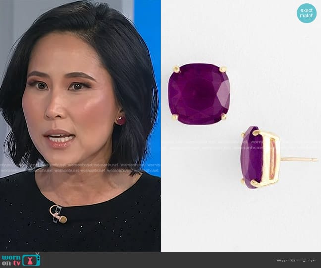 Kate Spade Small Square Semiprecious Stone Stud Earrings worn by Vicky Nguyen on Today