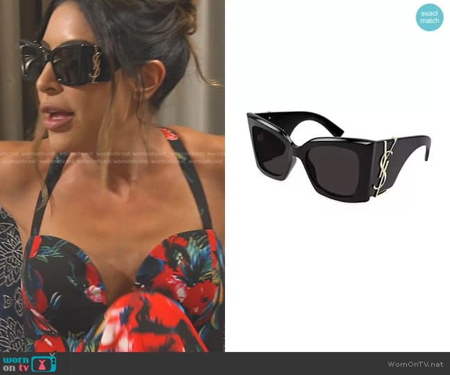 Saint Laurent Monogram Acetate Blaze Rectangular Sunglasses worn by Taleen Marie (Taleen Marie) on The Real Housewives of Dubai