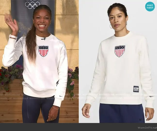 Nike  Crew-Neck Sweatshirt - Team USA Phoenix Fleece worn by Gabby Thomas on Today