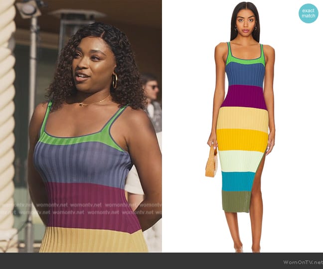 PQ Piper Slit Midi Dress worn by Lisa (Simone Joy Jones) on Bel-Air