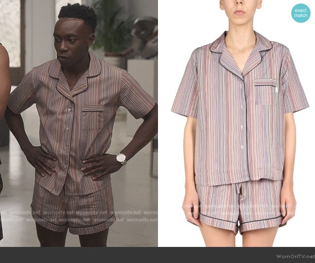 PS Paul Smith Stripe Printed Pajamas Set worn by Carlton Banks (Olly Sholotan) on Bel-Air