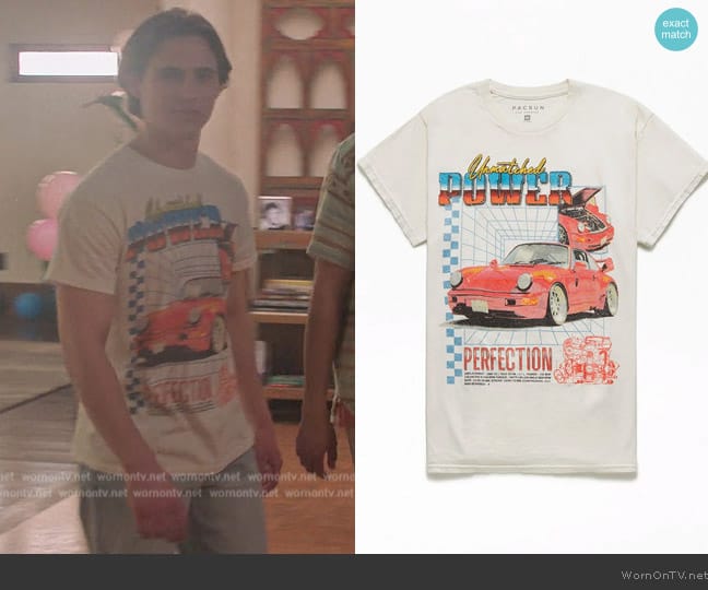 Pacsun Unmatched Power Vintage T-Shirt worn by Robby Keene (Tanner Buchanan) on Cobra Kai