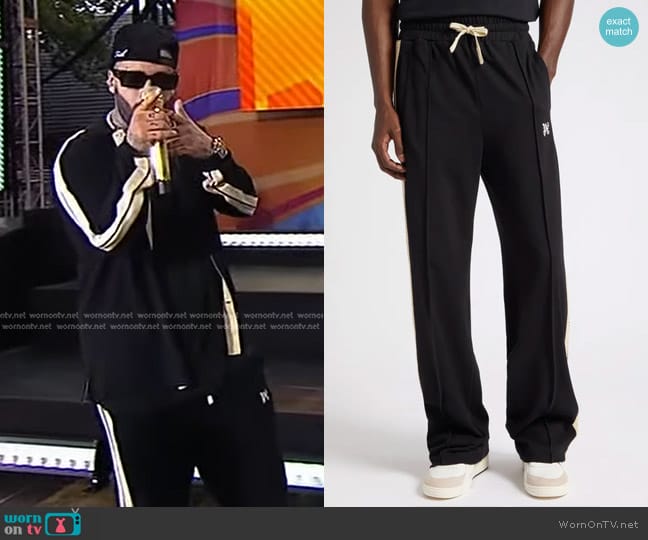 Palm Angels Monogram Classic Track Pants in Black Off worn by Nicky jam on Good Morning America