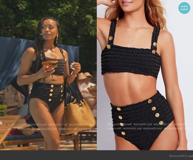 Patbo Crinkle Lurex Bikini Top worn by Tiana (Melanie Liburd) on Bel-Air