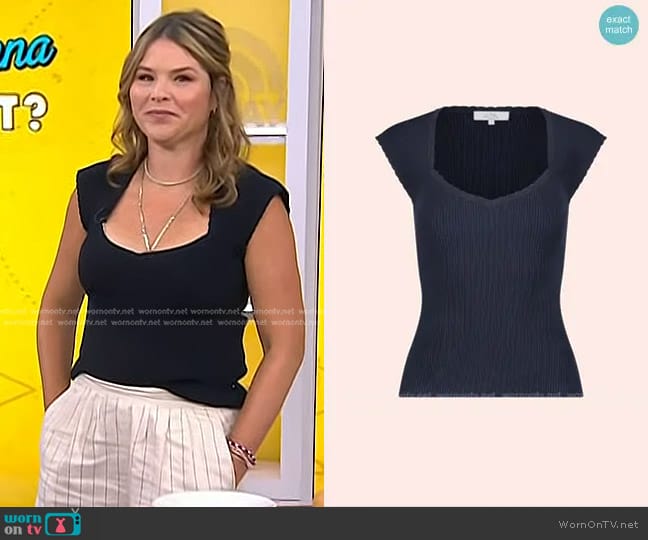 Pearl by Lela Rose Scallop Trim Knit Top worn by Jenna Bush Hager on Today