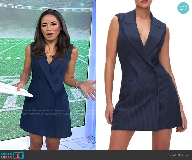 Good American Pinstripe Sleeveless Blazer Minidress worn by Kaylee Hartung on Today