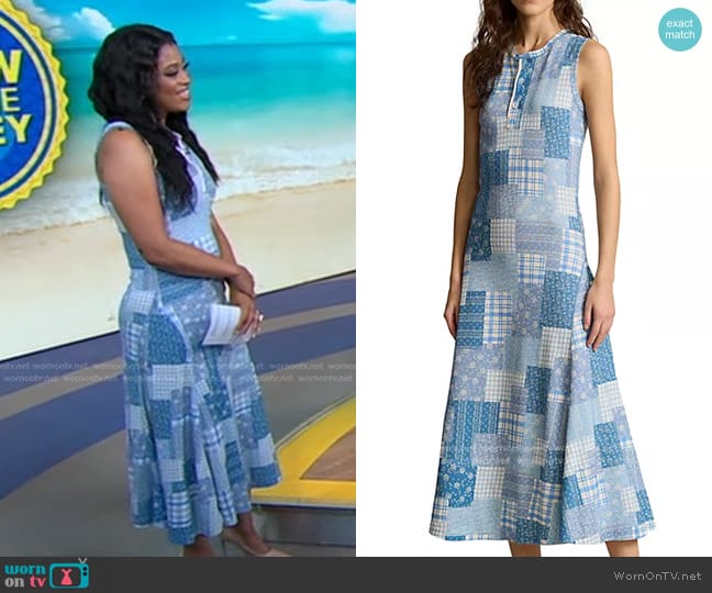 Polo Ralph Lauren Patchwork Sleeveless Knit Midi-Dress worn by Morgan Norwood on Good Morning America