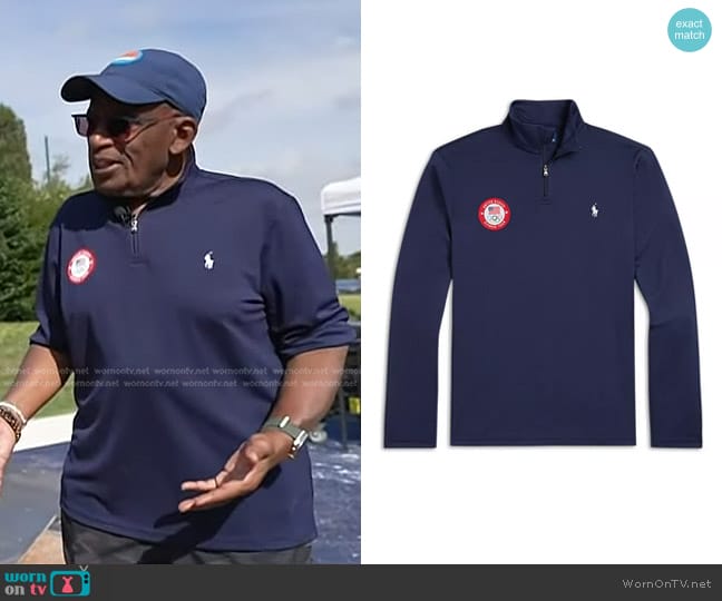 Polo Ralph Lauren Team USA Micro Dot Mesh Pullover worn by Al Roker on Today