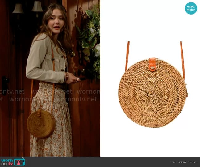 Poppy + Sage Camilla Rattan Bag  worn by Faith Newman (Reylynn Caster) on The Young and the Restless