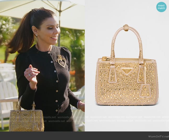 Prada Galleria Satin Mini Bag worn by Heather Dubrow on The Real Housewives of Orange County