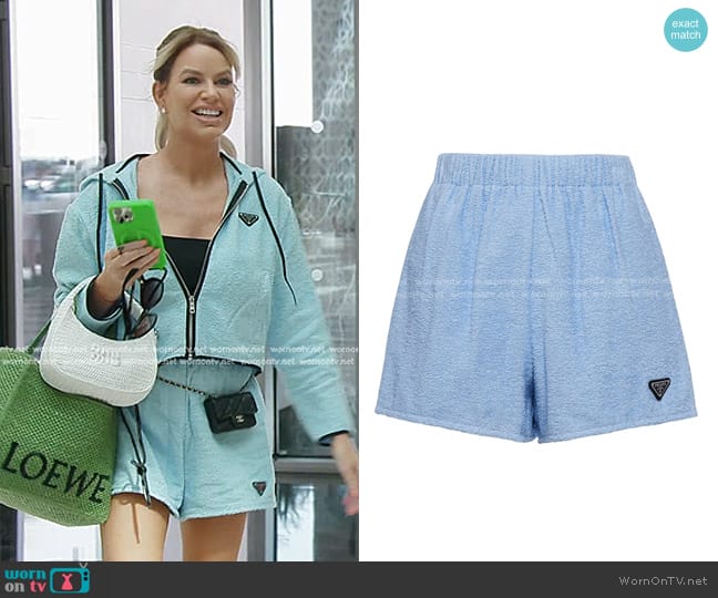 Prada Terry Cloth Shorts in Blue worn by Caroline Stanbury (Caroline Stanbury) on The Real Housewives of Dubai