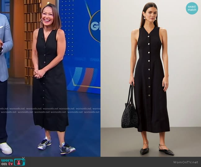 Proenza Schouler White Label Rumbled Button Front Dress worn by Eva Pilgrim on Good Morning America