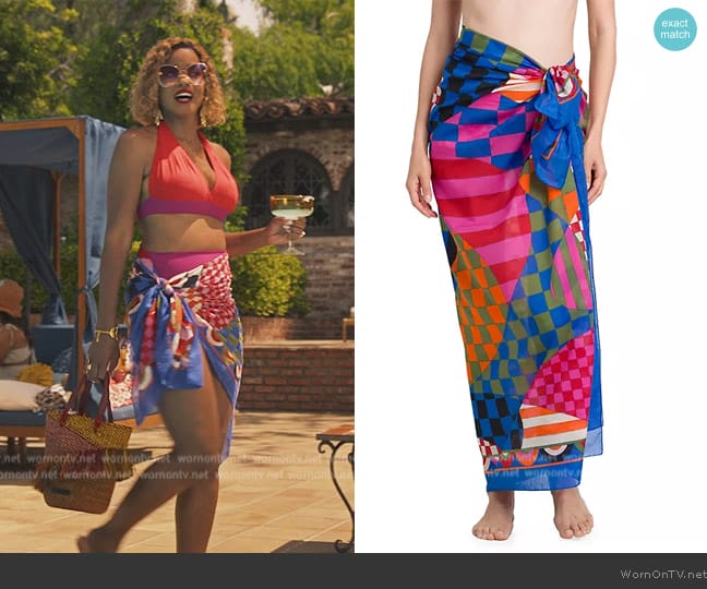 Pucci Checkered Cotton Pareo Maxi Skirt worn by Vivian Banks (Cassandra Freeman) on Bel-Air