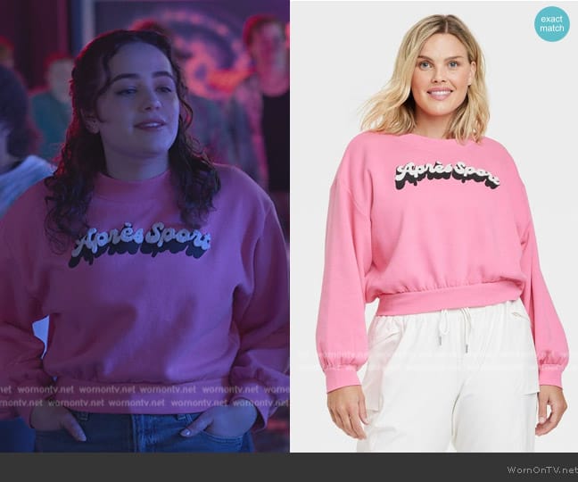 All in Motion Printed Sweatshirt worn by Samantha LaRusso (Mary Mouser) on Cobra Kai