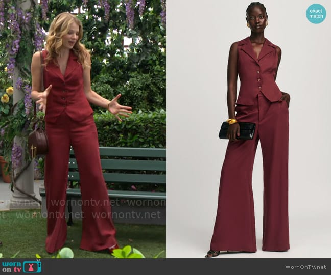 Reformation Taryn Two Piece in Chianti worn by Summer Newman (Allison Lanier) on The Young and the Restless