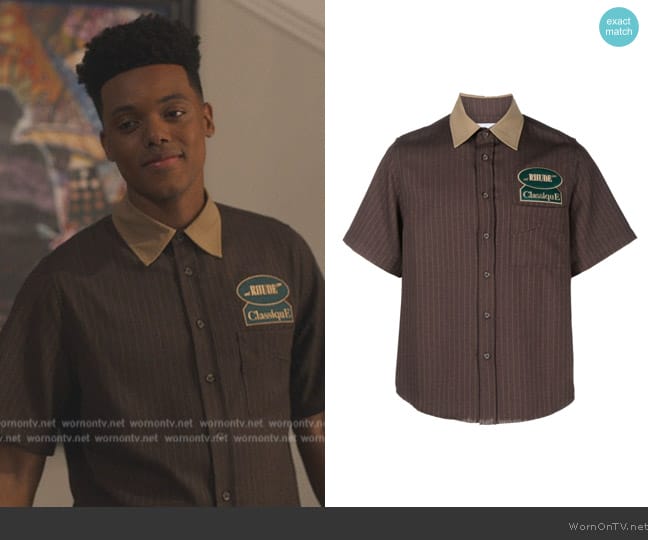 Rhude Stripe-print twill shirt worn by Will Smith (Jabari Banks) on Bel-Air