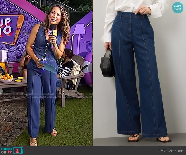 Rosetta Getty Collective Denim Trousers worn by Ginger Zee on Good Morning America