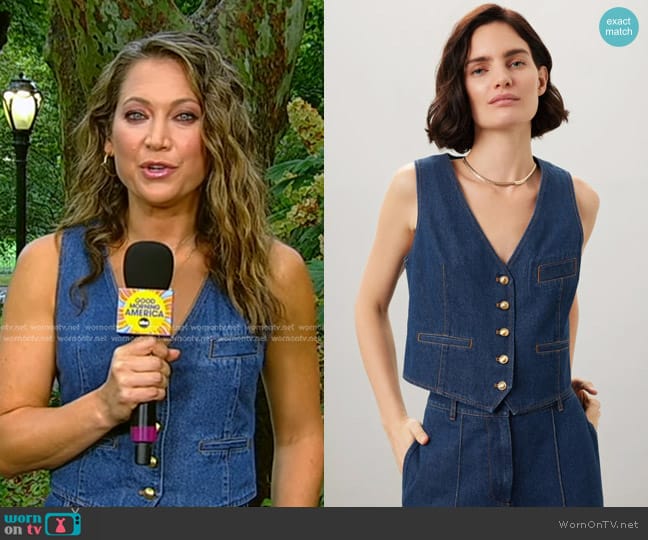 Rosetta Getty Collective Denim Vest worn by Ginger Zee on Good Morning America