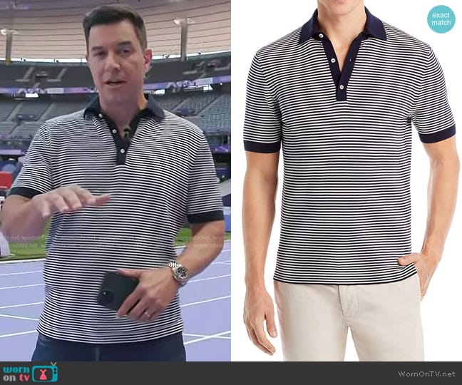 Sid Mashburn Rally Striped Cotton Polo Shirt worn by Tom Llamas on Today