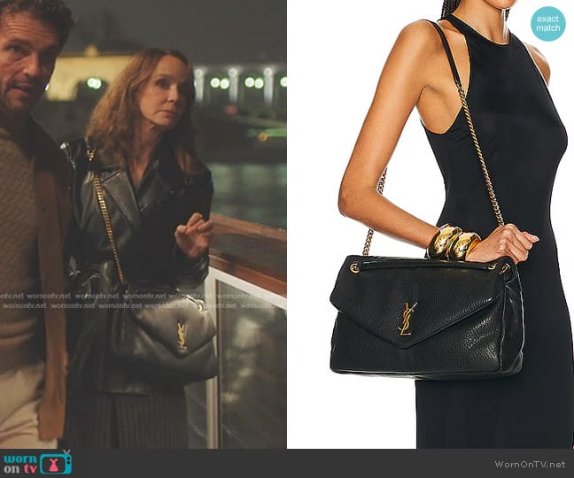 Saint Laurent Calypso Large Shoulder Bag worn by Sylvie (Philippine Leroy-Beaulieu) on Emily in Paris