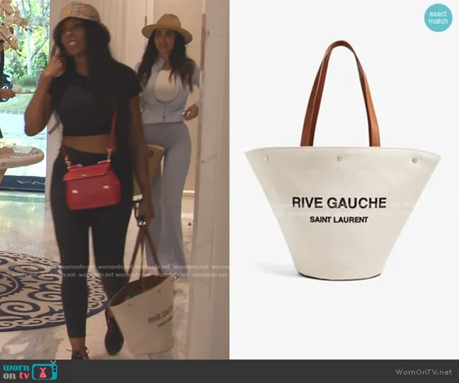 Saint Laurent Rive Gauche Tote Bag worn by Caroline Brooks (Caroline Brooks) on The Real Housewives of Dubai