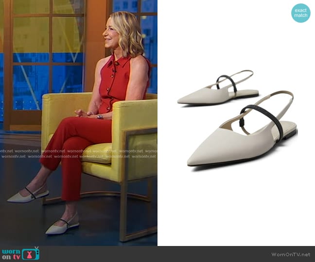 Brunello Cucinelli Leather Slingback Flats worn by Chris Evert on Good Morning America