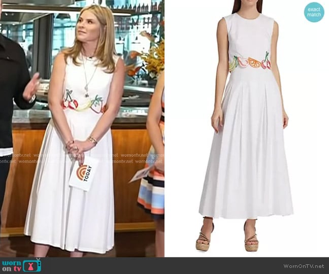 Lela Rose Sleeveless Midi Dress in White worn by Jenna Bush Hager on Today