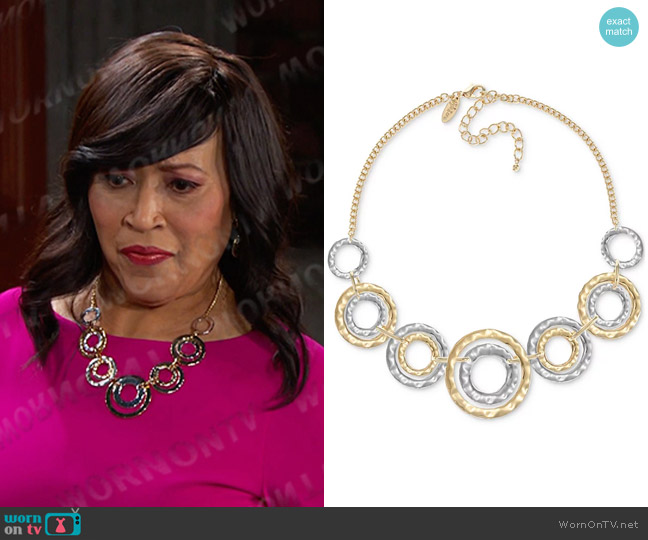 Style & Co Two-Tone Hammered Link Statement Necklace worn by Paulina Price (Jackée Harry) on Days of our Lives