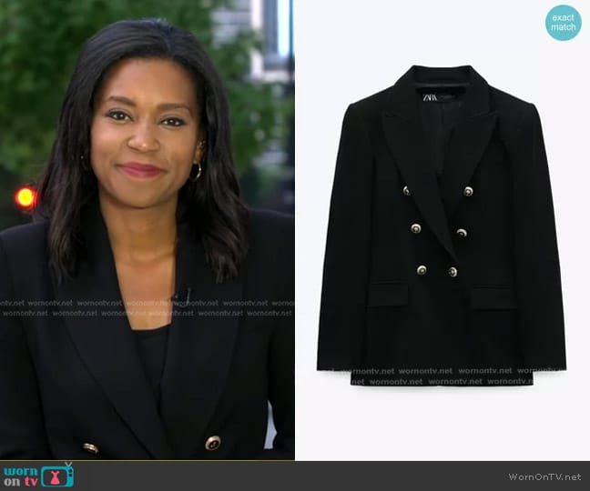 Zara Tailored Double Breasted Blazer worn by Rachel Scott on Good Morning America