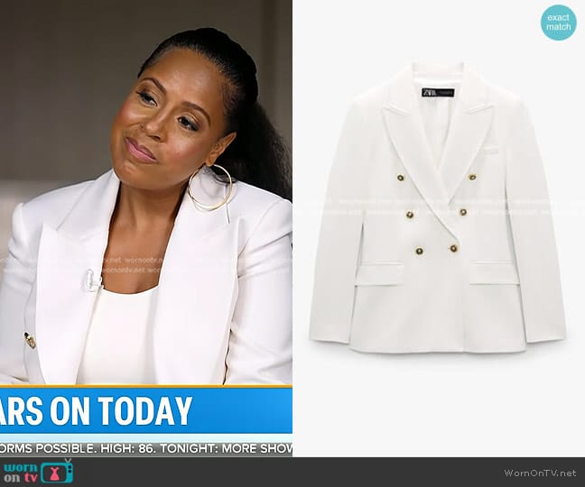 Zara Tailored Double Breasted Blazer worn by Sheinelle Jones on Today