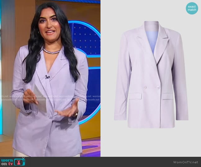 Thakoon Collective Linen Blazer in Lilac worn by Reena Roy on Good Morning America