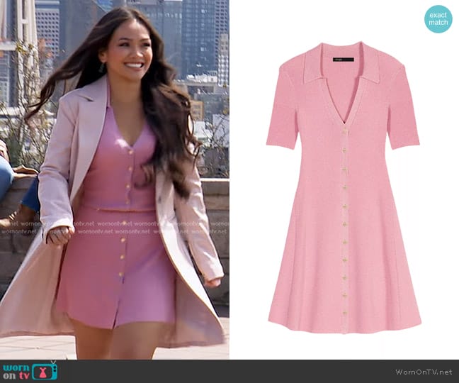 Maje Roliane Knit Polo Mini Dress worn by Jenn Tran on The Bachelorette