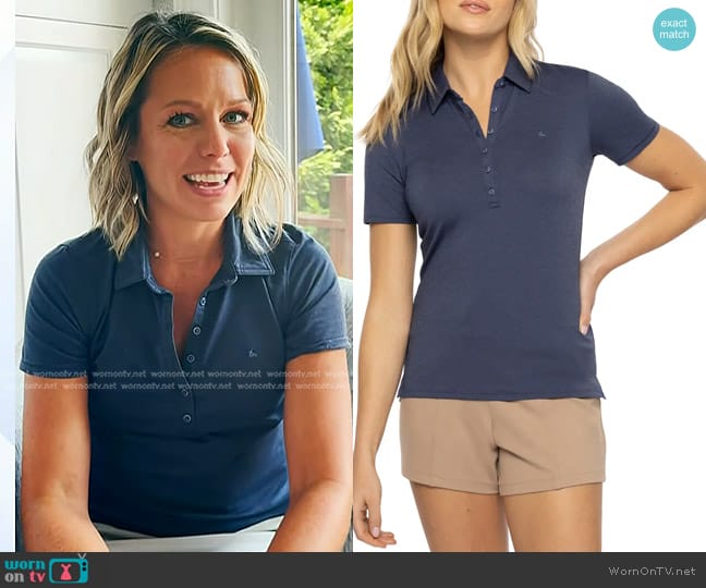 Travis Mathew Featherweight Polo in Heather Mood Indigo worn by Dylan Dreyer on Today